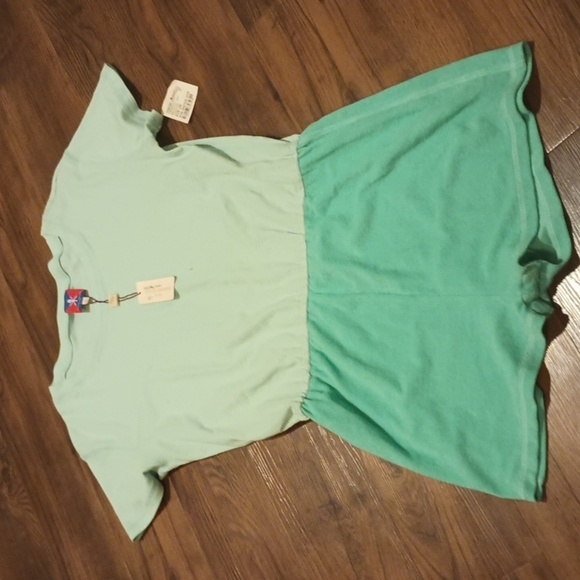 Opening Ceremony Blue Green Striped Terry Cloth Retro Tshirt Romper A38 - Picture 1 of 8